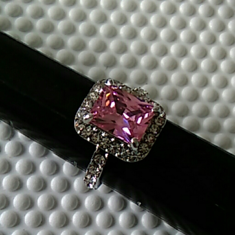 Size 9 icy pink gemstone ring
